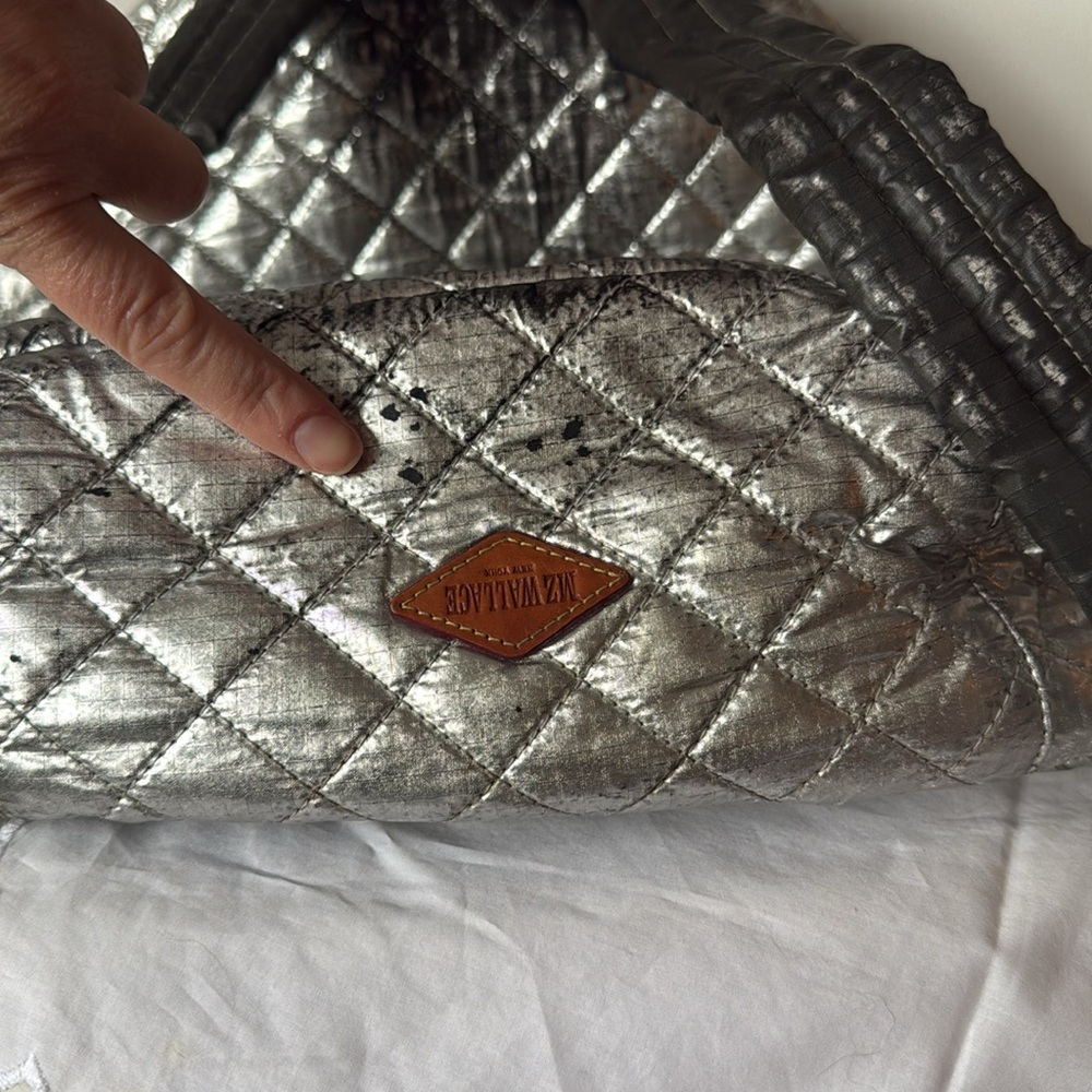 MZ Wallace Silver Quilted Backpack - Picture 11 of 13